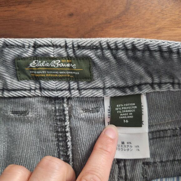 Eddie Bauer Womens Y2K Gray Corduroy Boot Cut Pants Size 16 Winter Fall Cozy - Picture 4 of 8